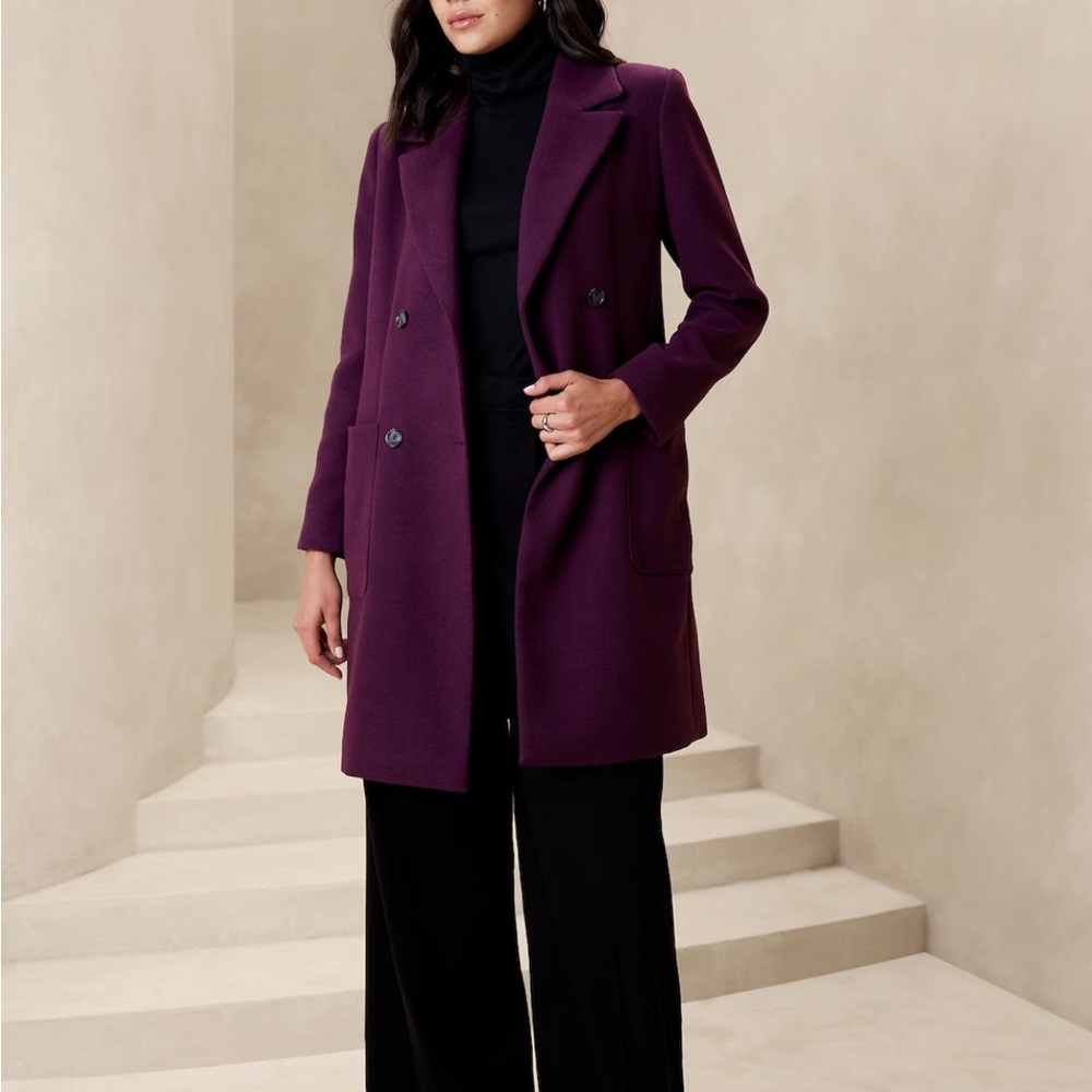 NWT Banana republic classic coat Pinot noir merlot xxs xs petite gorgeous